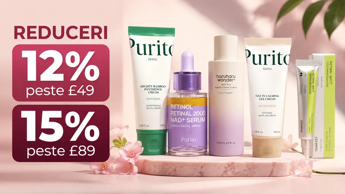 Reduceri Stylevana de 12% și 15% la cosmetice, cu produse Purito, Haruharu Wonder și Celimax.