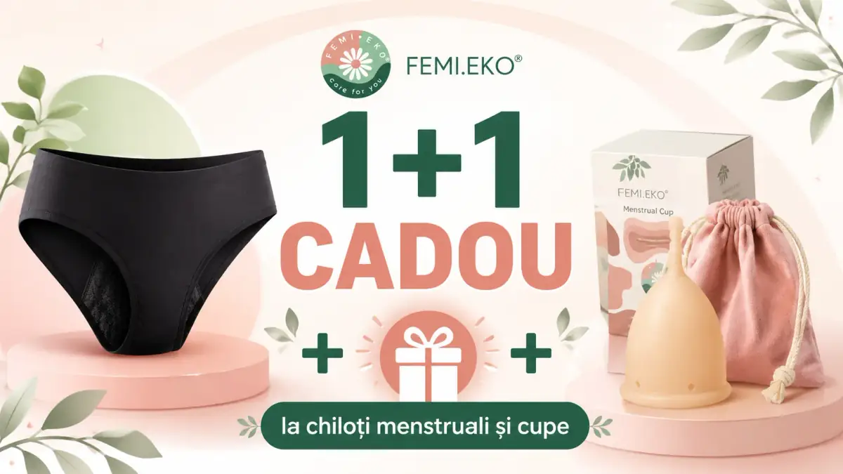 FEMI.EKO – ofertă 1+1 cadou la chiloți menstruali și cupe menstruale.